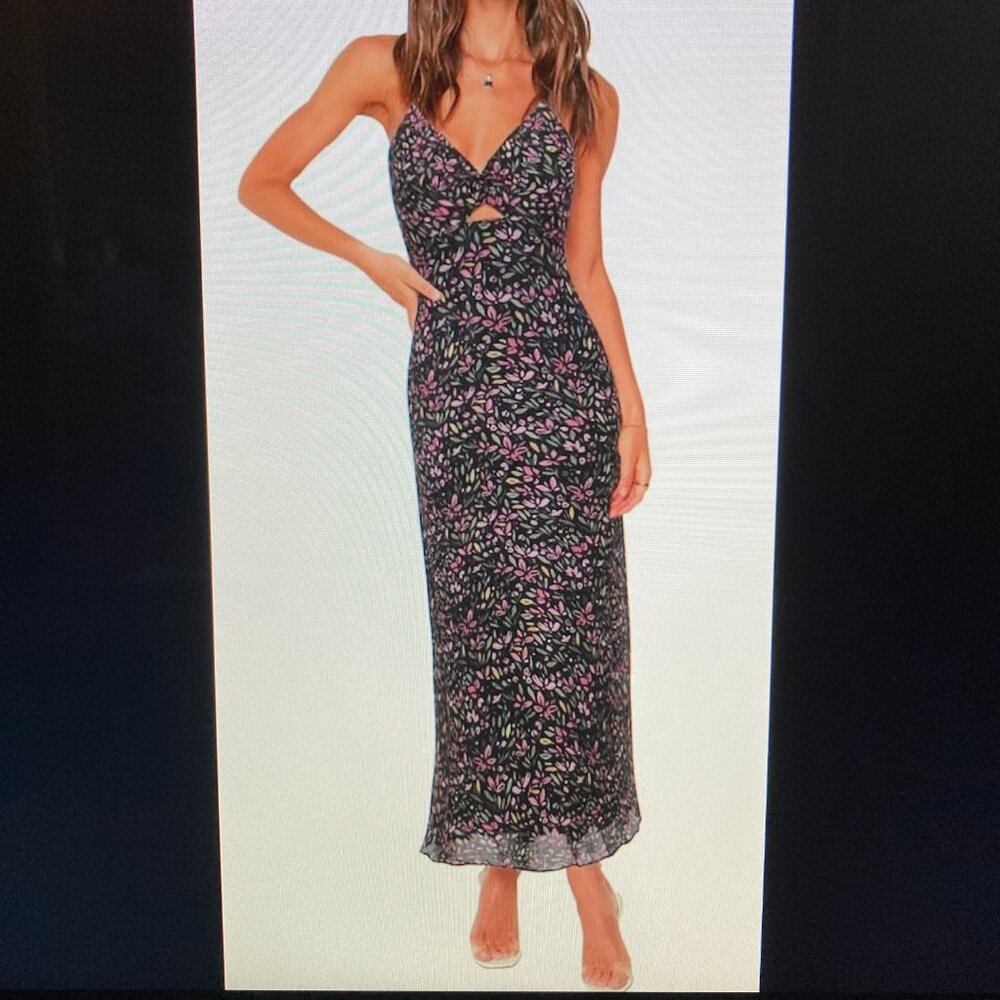 Black Floral Maxi Dress by Zaful Women Size Small ~ 4